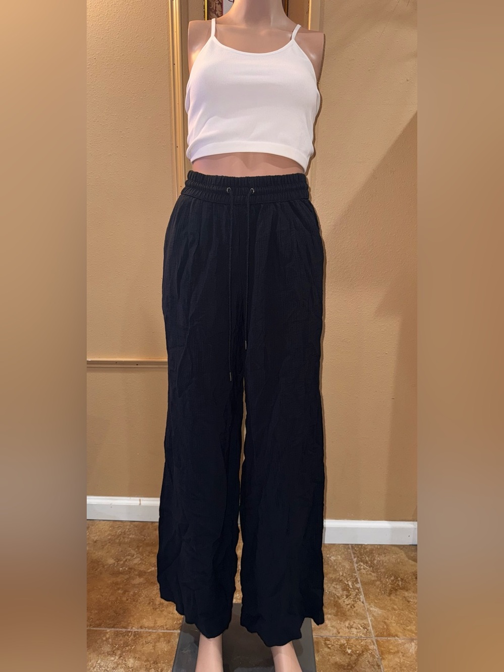 A New Day Flowy Pants XS Drawstring Waist Pull On Boho Casual